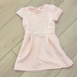 Pink quilted short sleeve dress with back cut out, 3/4T